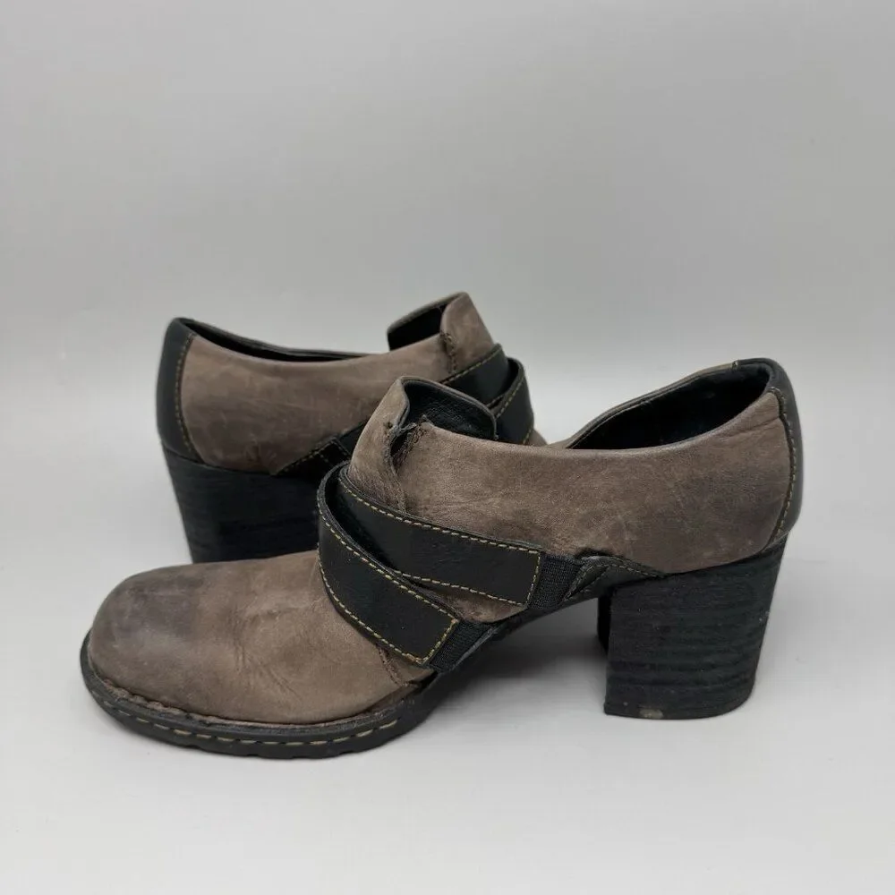 Born Womens Brown Leather Ankle Boots Harness Straps Booties Size 7.5M